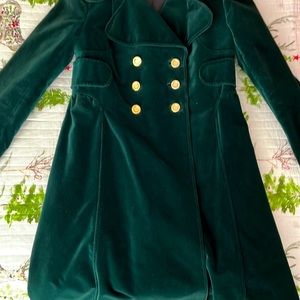 Vintage double-breasted velvety hunter green coat-no label-size 8 (?)
